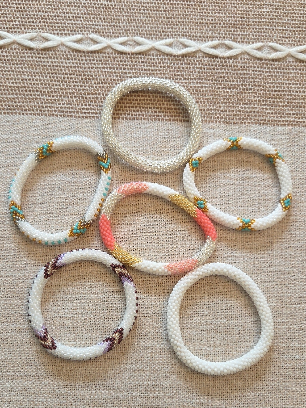 Set Of 6 Sashka Co. Seed Bead Bracelets.